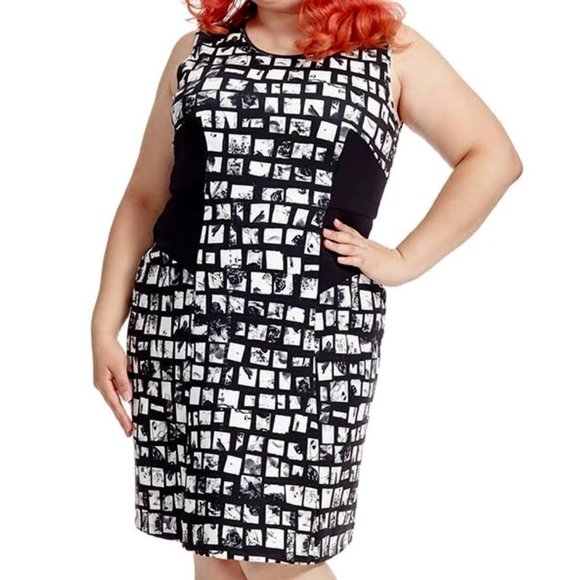 Gwynnie Bee Photo Mosaic Sheath Jumper Mod Dress - Picture 1 of 7